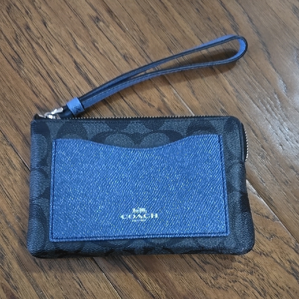 Coach Black and Blue Wristlet
